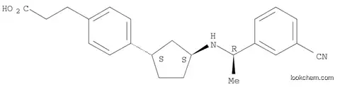 Molecular Structure of 1157581-25-3 (Benzenepropanoic acid, 4-[(1S,3S)-3-[[(1R)-1-(3-cyanophenyl)ethyl]amino]cyclopentyl]-)